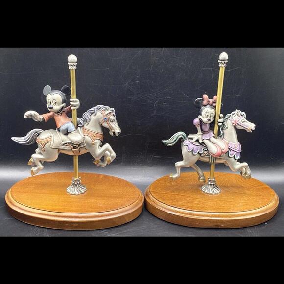 Chilmark Disney ~ Mickey & Minnie Mouse Carousel Ride LE Pewter Figurines - Picture 1 of 9